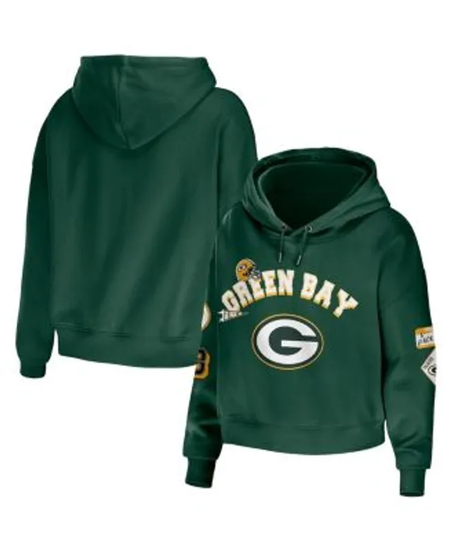 Women's Refried Apparel White Green Bay Packers Sustainable Crop Dolman  Pullover Hoodie 