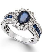 Sapphire (2-1/5 ct. t.w and Diamond (3/4 t.w.) Ring 14k White Gold (Also Available Ruby Emerald)