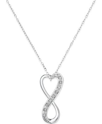 Diamond Infinity Heart 18" Pendant Necklace in Sterling Silver (1/10 ct. t.w.) 