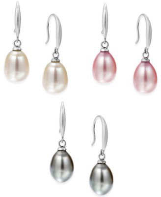 Cultured Freshwater Pearl Earring Set in Sterling Silver (7-1/2mm)