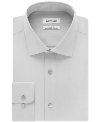 Calvin Klein Men's STEEL Classic-Fit Non-Iron Performance Herringbone Spread Collar Dress Shirt