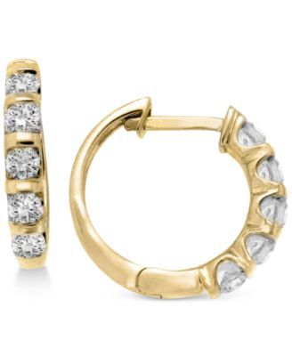 Diamond Five-Stone Hoop Earrings (1/2 ct. t.w.) 14k Gold or White