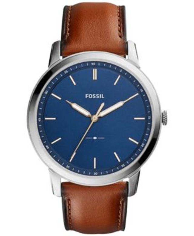 Fossil Men's The Minimalist Brown Leather Strap Watch 44mm | Connecticut  Post Mall