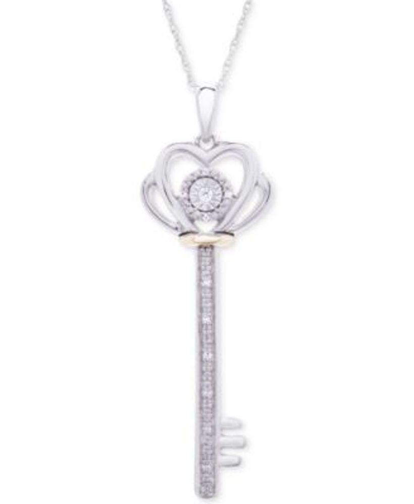 Sterling Silver Diamond Key Necklace