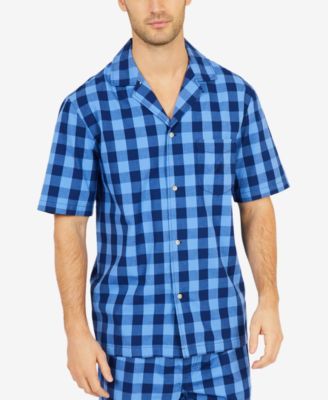Men's Buffalo Plaid Short-Sleeve Cotton Pajama Shirt