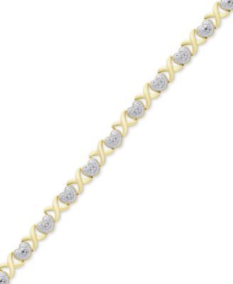 Diamond Heart Lock & Key Braided Mesh Bangle Bracelet (1/4 ct. t.w.) in  Sterling Silver & 14k Rose Gold-Plate