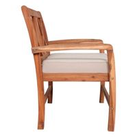 Acacia Wood X-Back Love Seat with Cushions - Brown