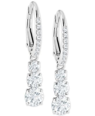 Silver-Tone Crystal Drop Earrings 