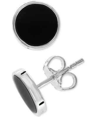 EFFY® Men's Onyx (8mm) Stud Earrings in Sterling Silver