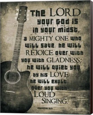 Zephaniah 3 x 17 The Lord Your God- Guitar Sepia By Inspire Me Canvas Art