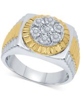Men's Diamond Two-Tone Cluster Ring (1/5 ct. t.w.) Sterling Silver & 18k Gold-Plate