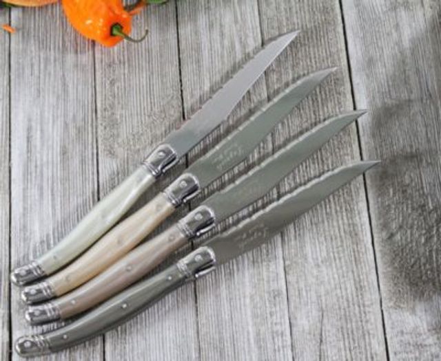 French Home Laguiole Connoisseur Steak Knives with Faux Ivory Handles, Set  of 4