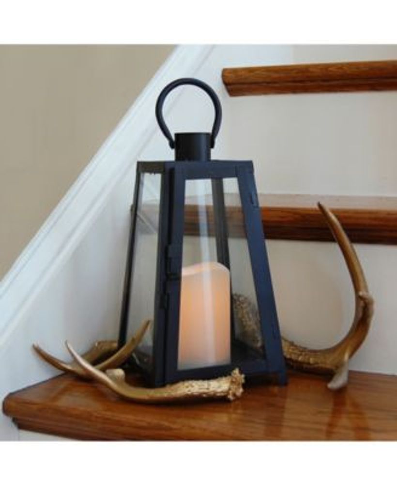 Lumabase Metal Lantern with LED Candle - Traditional Black