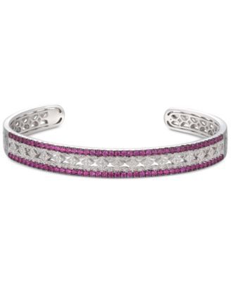 Sapphire (1-3/4 ct. t.w.) & Diamond (1/10 Bangle Bracelet Sterling Silver (Also Available Ruby Emerald)