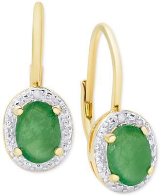Emerald (1-1/2 ct. t.w.) & Diamond Accent Drop Earrings in 18k Gold-Plated Sterling Silver