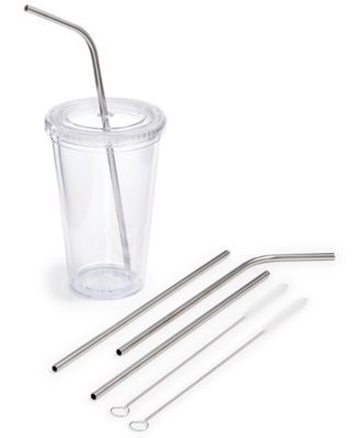 6-Pc. Reusable Metal Straw & Brush Set, Created for Macy's