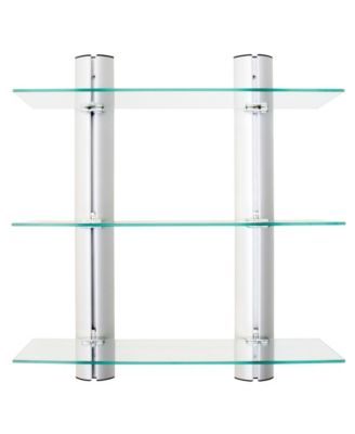 Wall-Mount 3-Tier Adjustable Glass Wall Shelves on Aluminum Bars