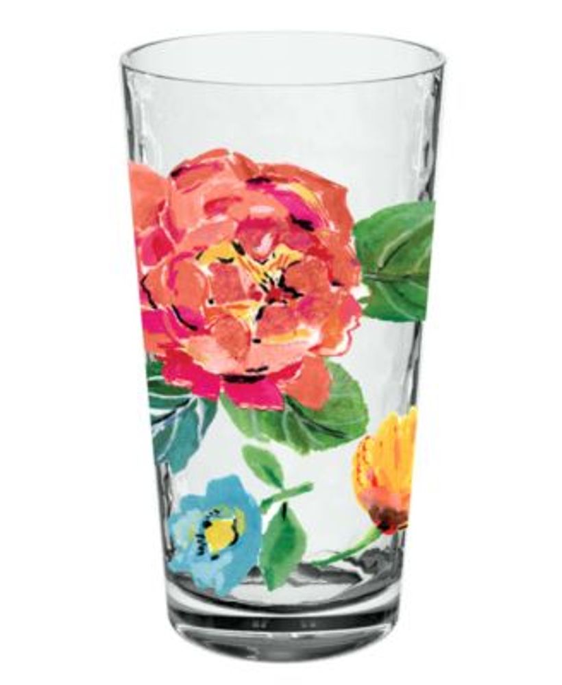 Garden Floral Jumbo Glass, 21.5 oz., Premium Plastic, Set of 6
