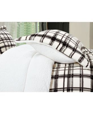 Plaid Micromink/Sherpa Reversible Down Alternative Microsuede 3 Pc Comforter Sets,