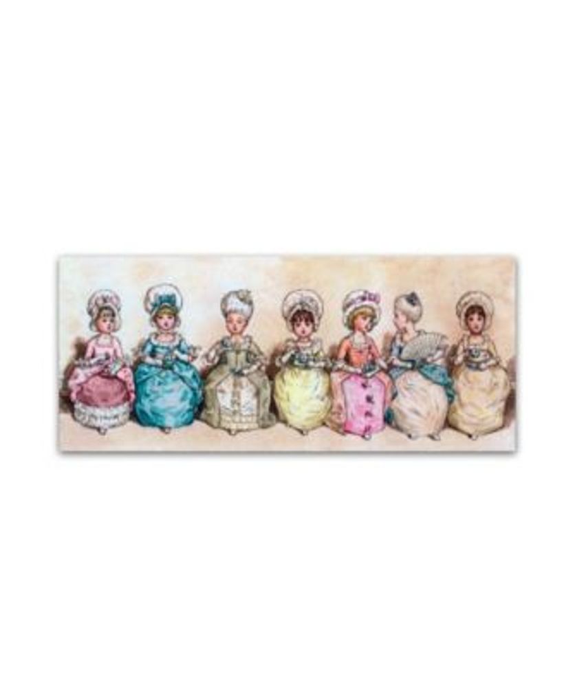 Vintage Apple Collection 'Little Girls At Tea Time' Canvas Art - 8" x 19"