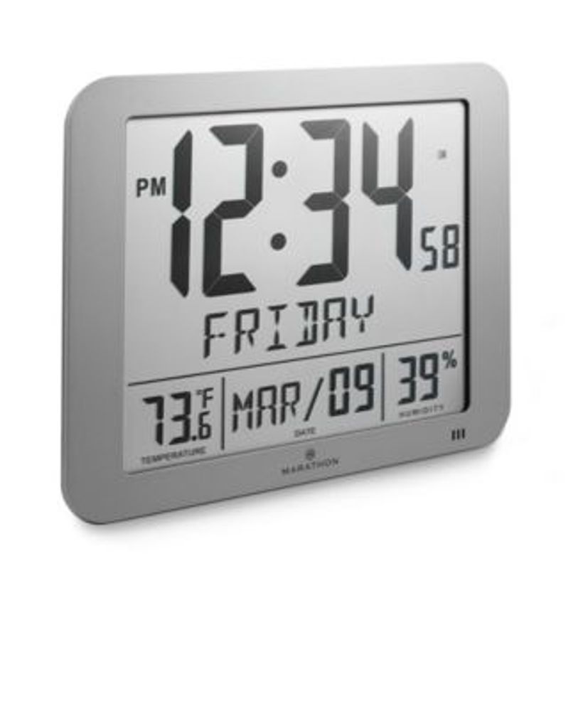 Slim Jumbo Atomic Wall Clock with Indoor Temperature & Humidity