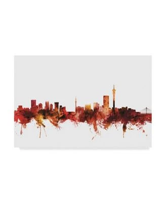 Michael Tompsett Johannesburg South Africa Skyline Red Canvas Art - 20" x 25"