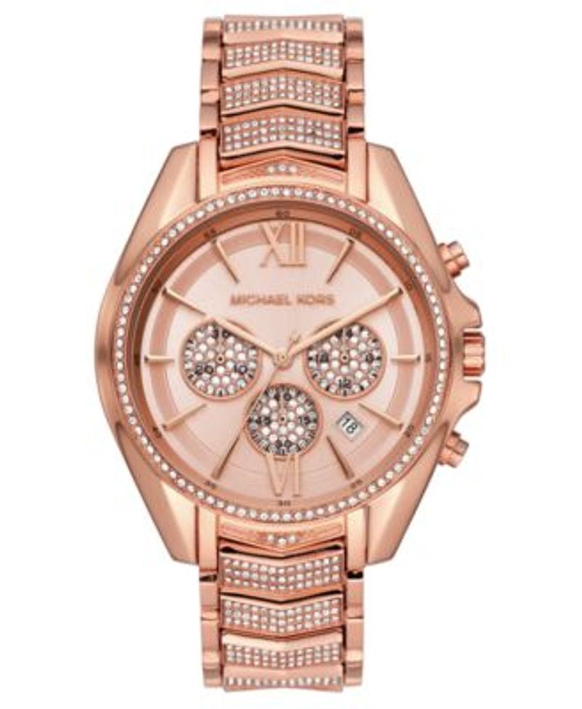 Michael Kors Women's Chronograph Whitney Rose Gold-Tone Stainless Steel  Bracelet Watch 45mm | MainPlace Mall