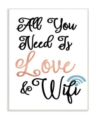 All You Need is Love and WiFi Wall Plaque Art, 10" x 15"