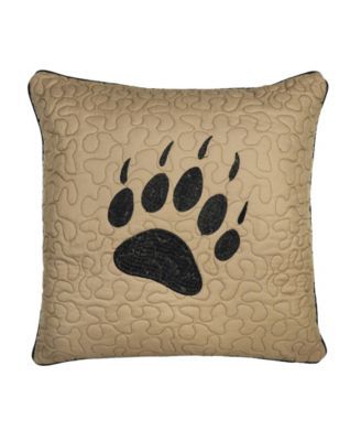 Bear Walk Plaid Paw Decorative Pillow, 18" x 18"