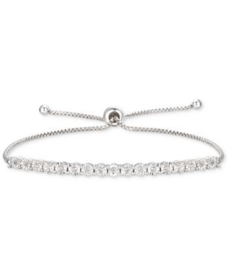 Diamond Bolo Bracelet (1/10 ct. t.w.) Sterling Silver, 14k Gold-Plated Silver or Rose