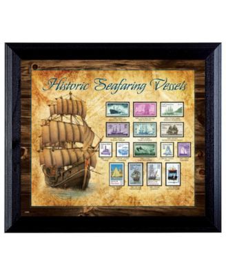 Ships On Stamps in Wall Frame