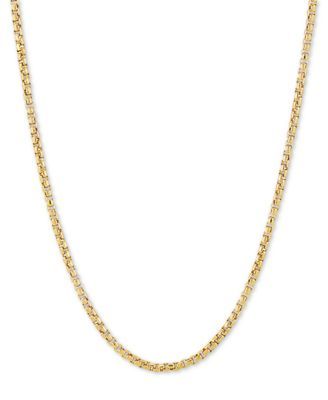 Rounded Box Link Chain Necklace Sterling Silver or 18k Gold-Plated Over
