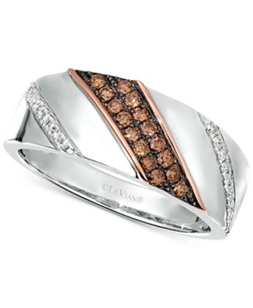 Le Vian Chocolatier® Men's Diamond Diagonal Ring (3/8 ct. .) Sterling  Silver & 14k Rose Gold | Connecticut Post Mall