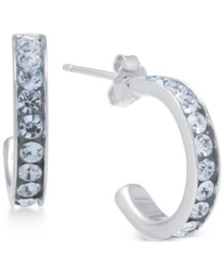Small (5/8") Crystal Hoop Earrings in Sterling Silver