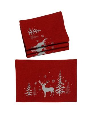 Deer In Snowing Forest Double Layer Christmas Placemats