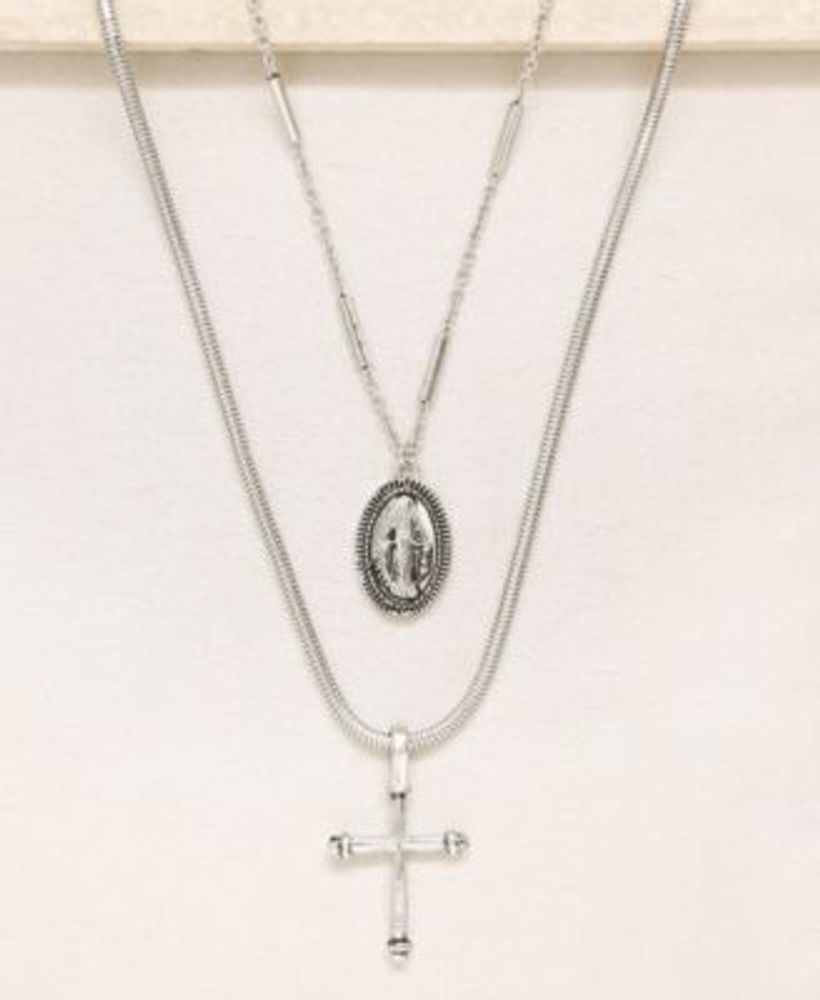 Like A Prayer Layered Cross And Coin Women's Necklace
