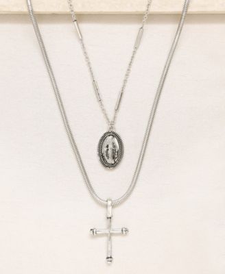 Like A Prayer Layered Cross And Coin Women's Necklace