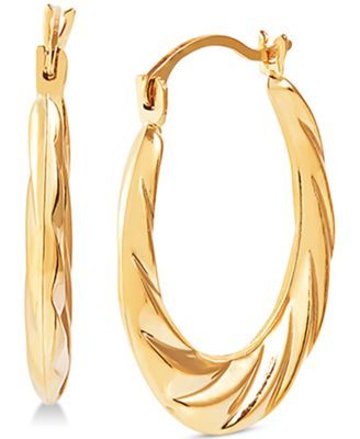 Small Swirl Hoop Earrings in 14k Gold