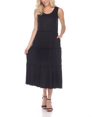 Women's Scoop Neck Tiered Midi Dress