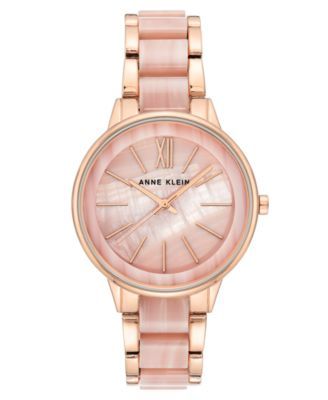 Women's Rose Gold-Tone & Pink Marble Acrylic Bracelet Watch 37mm