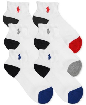 6-Pk. Color-Blocked Quarter Low-Cut Socks, Little Boys & Big