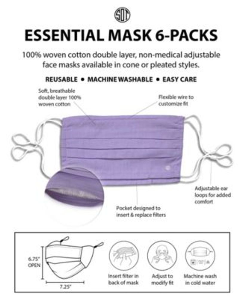 Unisex Pleated Face Mask Floral 6-Pack