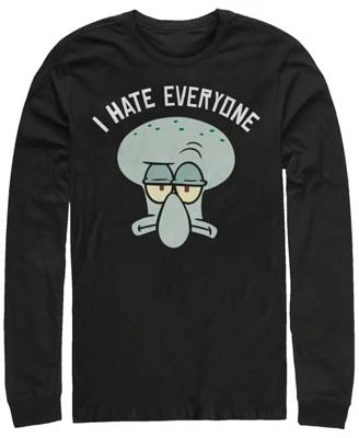 Men's Spongebob Squarepants Hate Everyone Long Sleeve Crew Tee