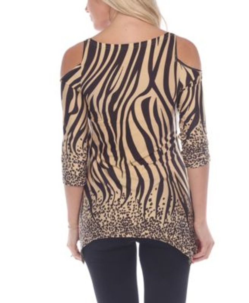Women's Maternity Printed Cold Shoulder Tunic