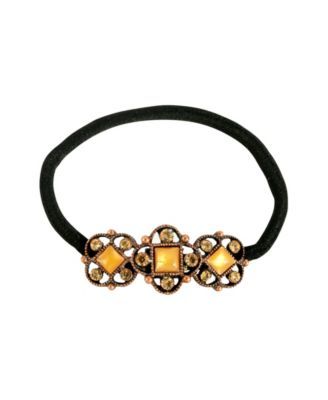 Women's Copper-Tone Mother of Pearl Ponytail Holder with Crystals