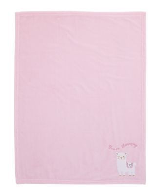 Infant Girl's Sweet Llama and Butterflies Super Soft Baby Blanket with Applique and Embroidery