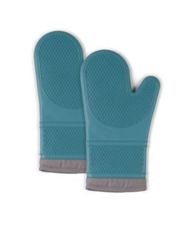 Zulay Kitchen Non Slip Grip Oven Mitts Heat Resistant - Long Protective  Gloves