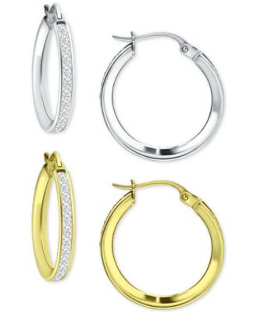 Giani Bernini Cubic Zirconia Dangle Hoop Earrings 18k Gold-Plated Sterling  Silver, Created for Macy's