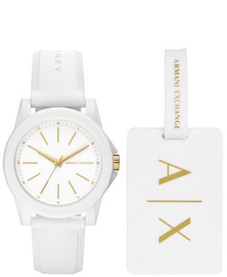 AX Women's White Silicone Strap Watch with Luggage Tag 36mm