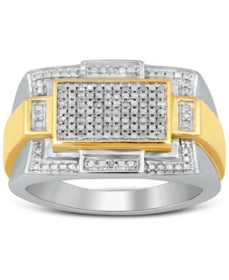 Men's Diamond (1/10 ct. t.w.) Ring in Sterling Sliver & 18k Gold-Plate